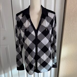 Peter Nygard Black and White Striped Shirt